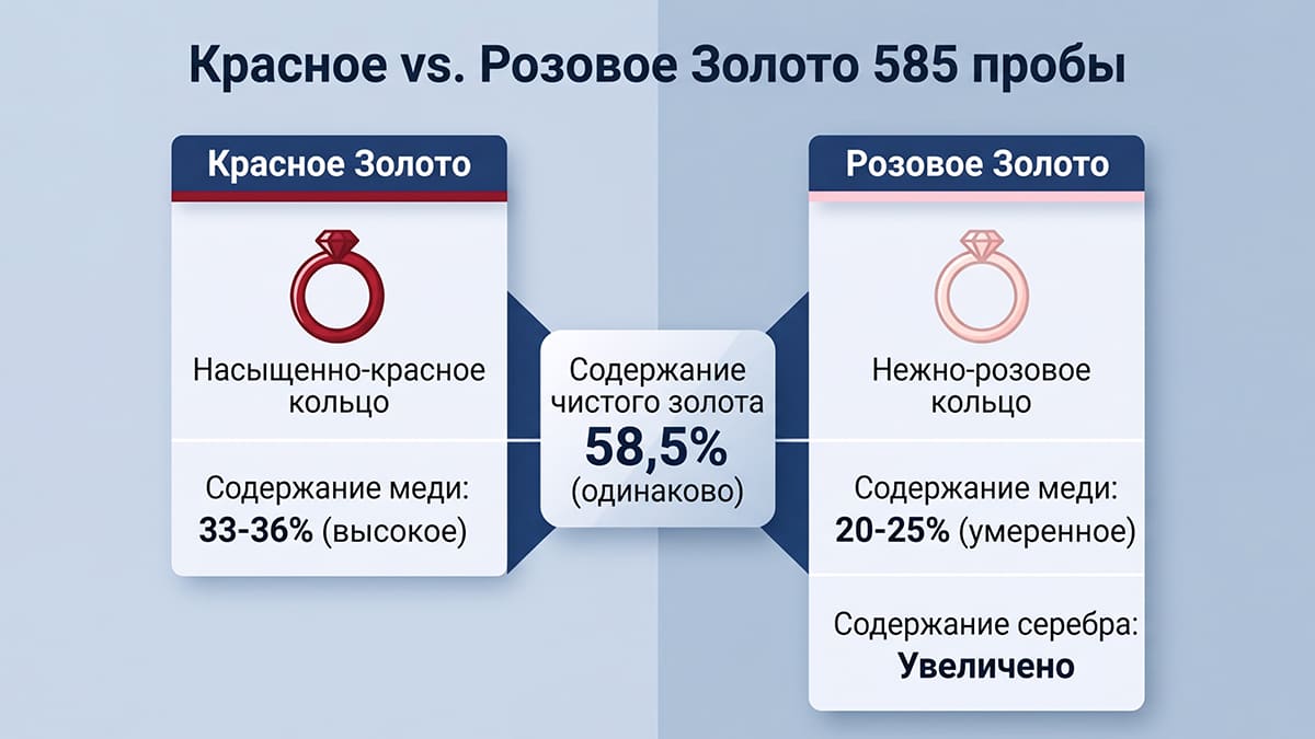 Золото красное и желтое 585 пробы: сравнение и выбор